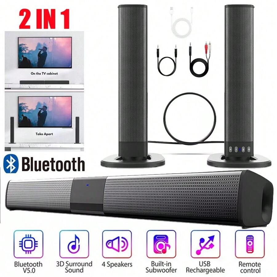 Home Cinema With Wireless Rear Speakers - Bluetooth 5.0 Heimkino-Soundbar mit 4 Lautsprechern,