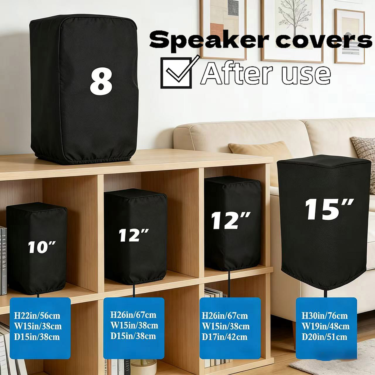 Home Cinema Speaker System - Langlebige Schwarze 210D Oxford-Stoff Lautsprecherabdeckungen -