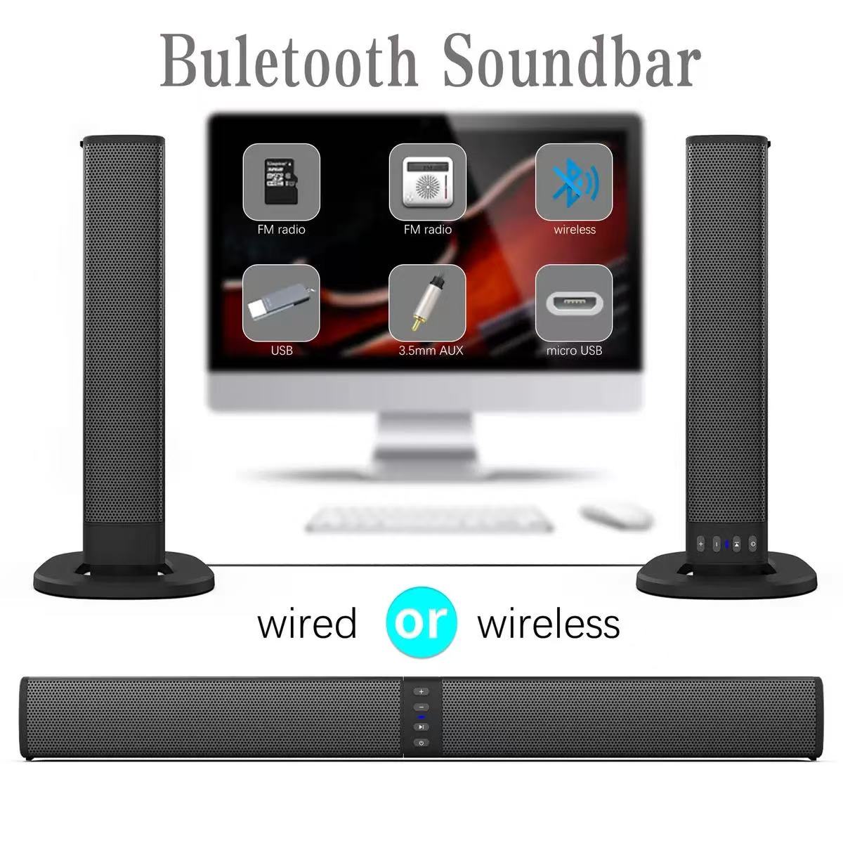 Home Cinema With Wireless Rear Speakers - Bluetooth-Lautsprecher, super leistungsstarke Soundbar, tragbar, kabellos,