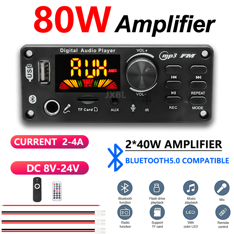 Home Cinema In - 80W Bluetooth 5.0 MP3-Decoder-Board 2x40W Stereo-Audioplayer