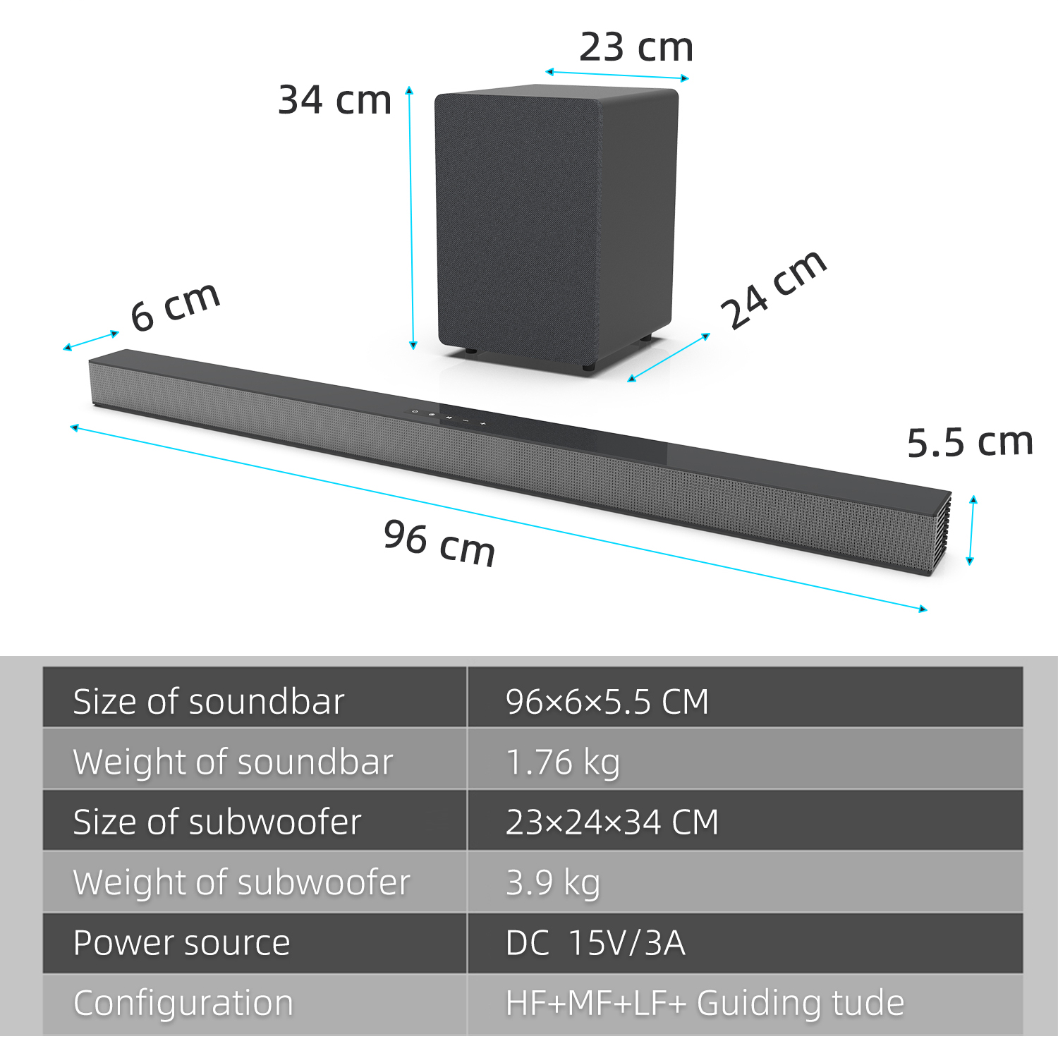 84 W TV-Soundbar mit Subwoofer – Home Cinema Speaker System Bewertung und Preis